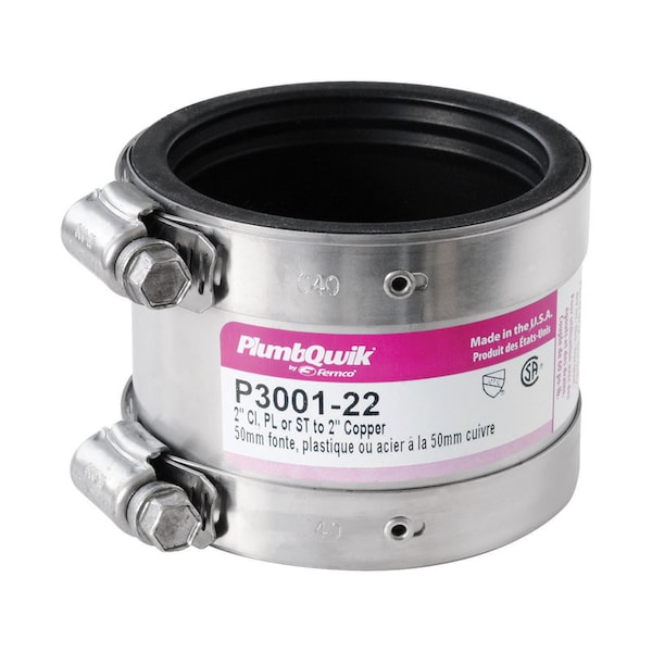 Fernco Proflex Schedule 40 2 in. Hub X 2 in. D Hub Neoprene Rubber 3-1/2 in. Shielded Coupling 1 pk
